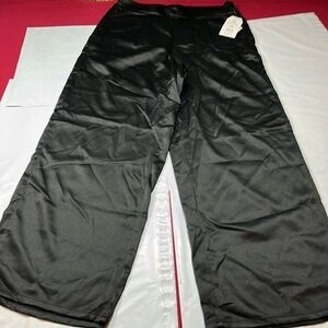 New Time and Tru BLACK WIDE Leg silky Pants M 8-10 stretch waist pockets dressy